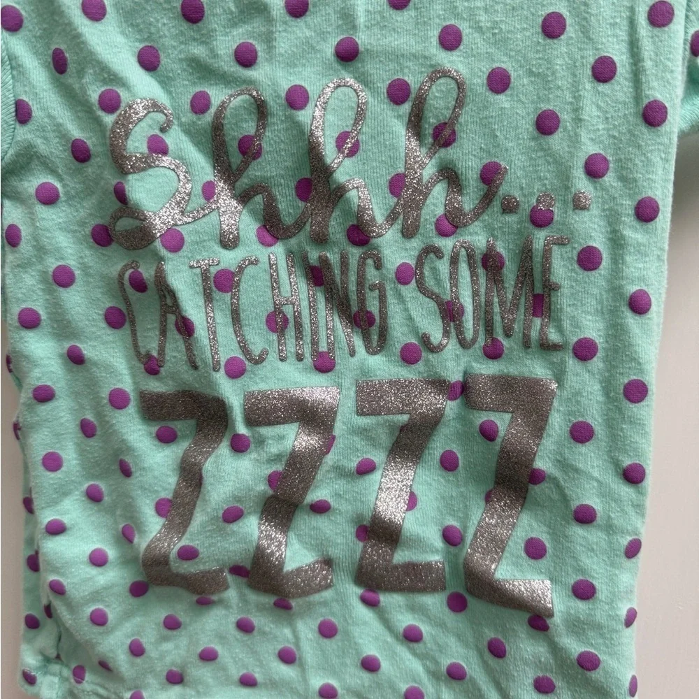 Carter's 24M Green and Purple Polka Dot Catching SomeShort Sleeve Tee Pajama Top